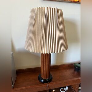 Pair of MCM Large Beige Vintage Pleated Lampshades – 13.5″ & 11.2″ Height”